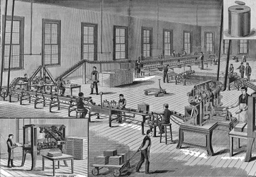 Macchinari automatici migliorati di Norton per la produzione di lattine, c.1901